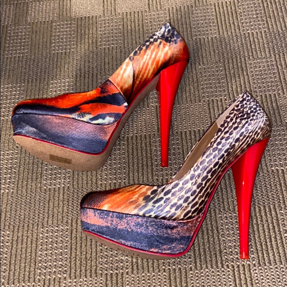 ALDO Jerolda Pumps Shoes Heels Size 7 Orange Multi - Picture 4 of 8
